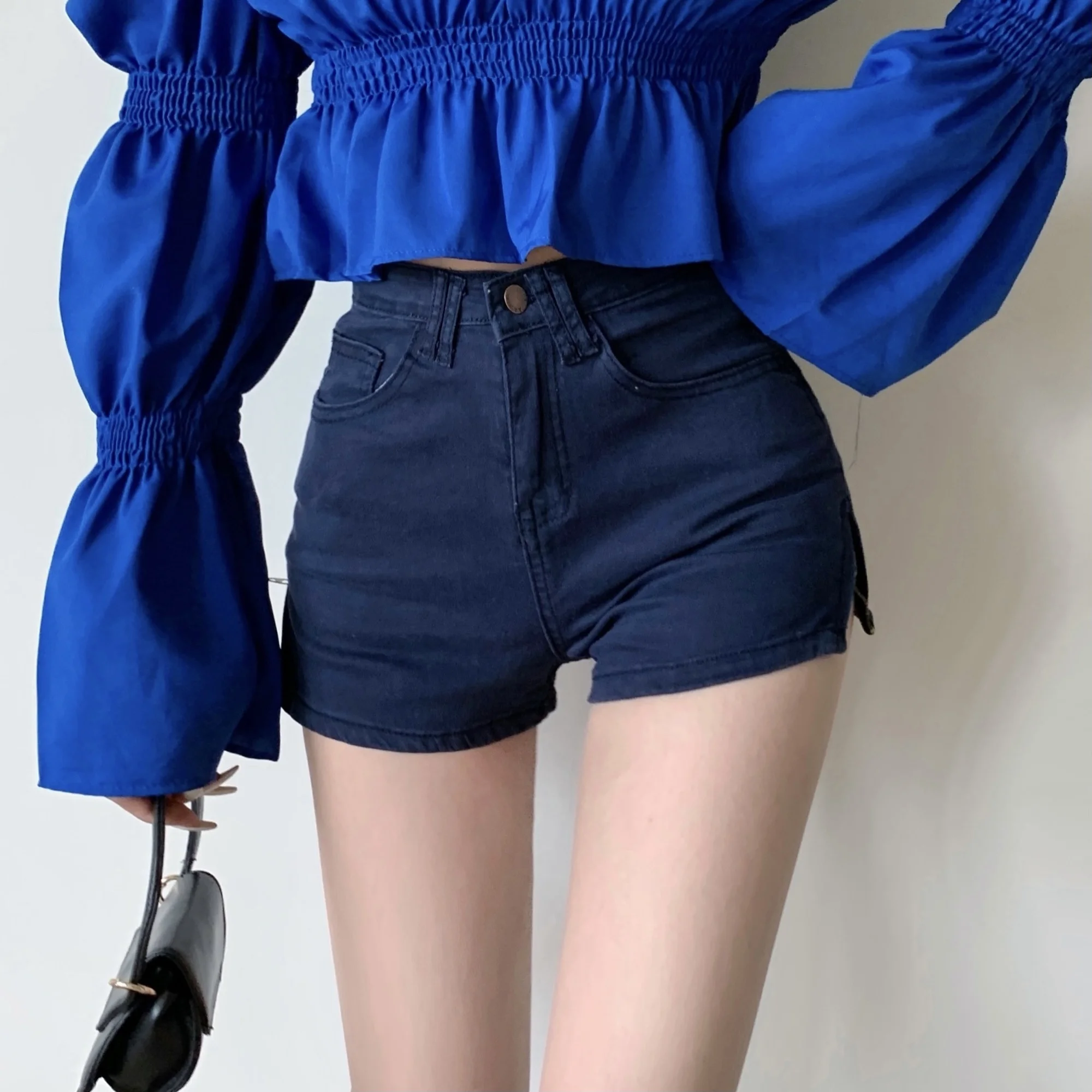 Новинка Осень-зима 2021 джинсовые шорты на молнии с высокой талией в стиле ретро