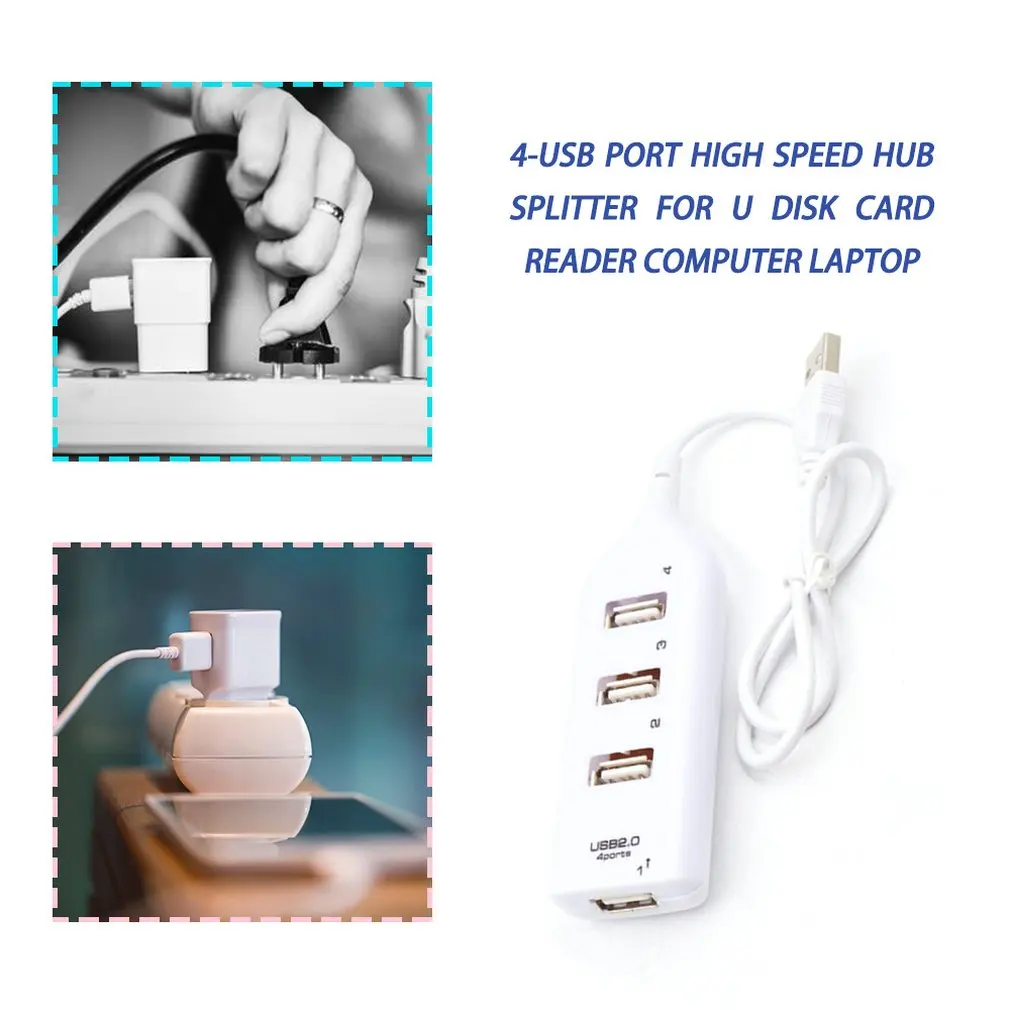 4-USB Port High Speed HUB Splitter For U Disk Card Reader Personal Computer Laptop Data Transmission Power |
