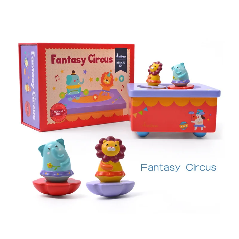 Детская музыкальная шкатулка MiDeer деревянная заводная модель мультяшный Лев
