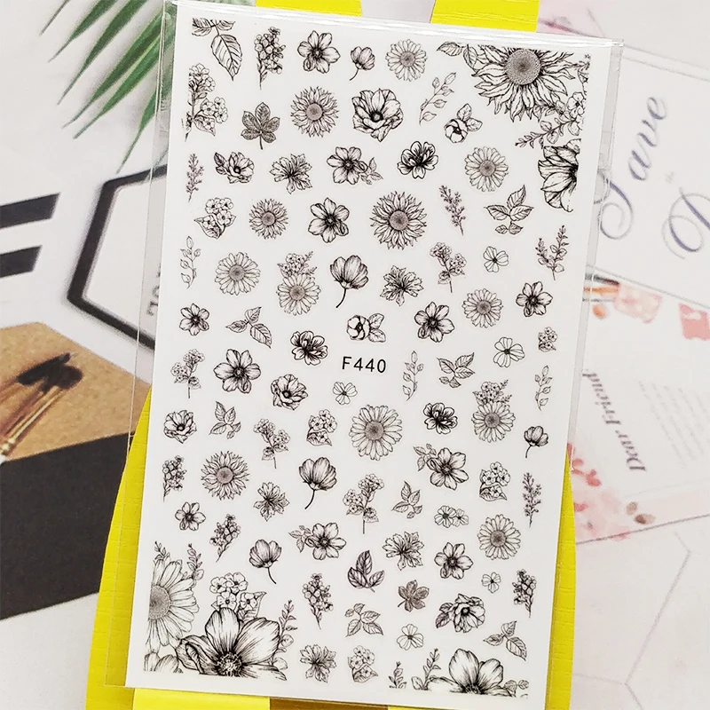 

3D Nail Sticker Decals Chrysanthemum Flower Design Nail Art Decorations Stickers Sliders Manicure Accessories Nails Decoraciones