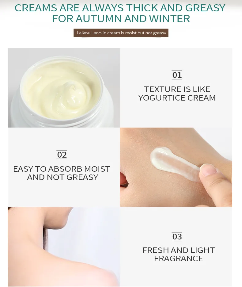 

Face Cream Collagen Cream Moisturizer Sheep Oil Cream Lanolin Skin Moisturizing Soothing & Hydrating & Brightening Cream LAIKOU