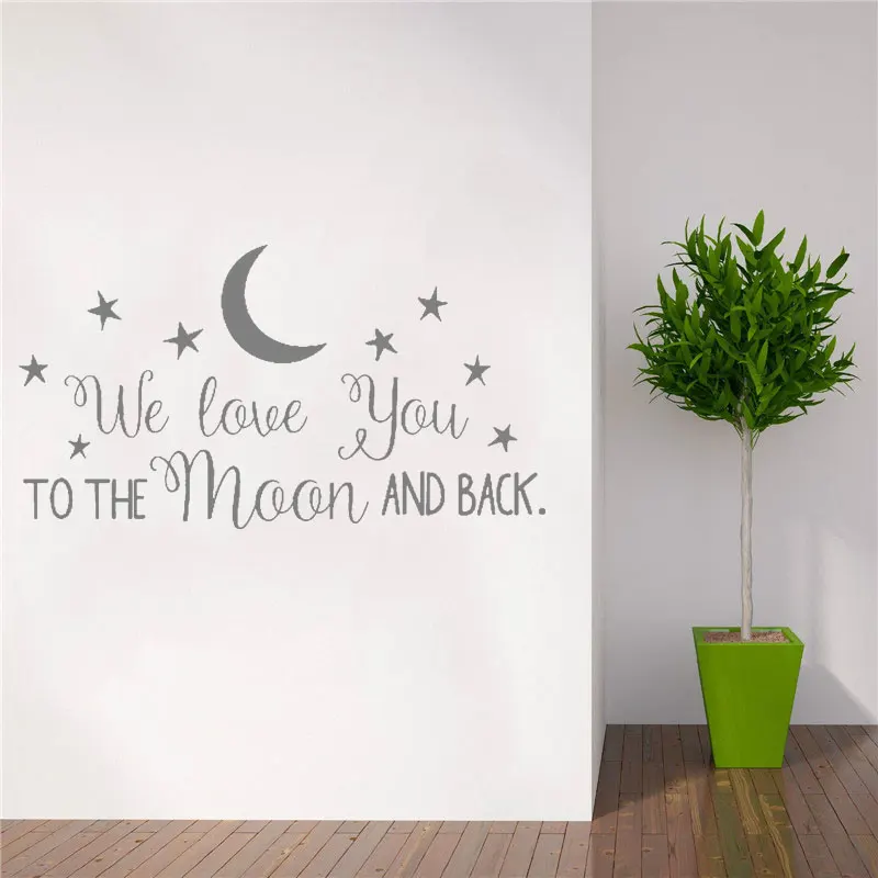 

Cartoon love you to the moon Sentence Wall Sticker Mural For Kids Room Art Poster Bedroom Frase Decal love muursticker DW12618