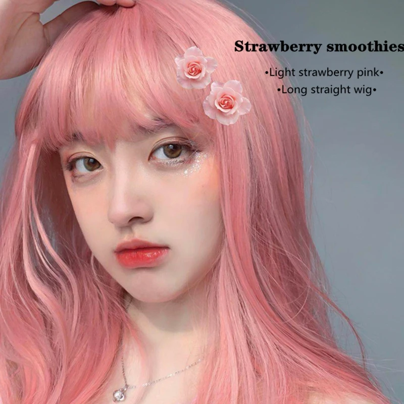 

Lolita Wig Strawberry smoothies Pink 55cm Long Straight Lolita Daily Cosplay Wig Synthetic Heat Resistant