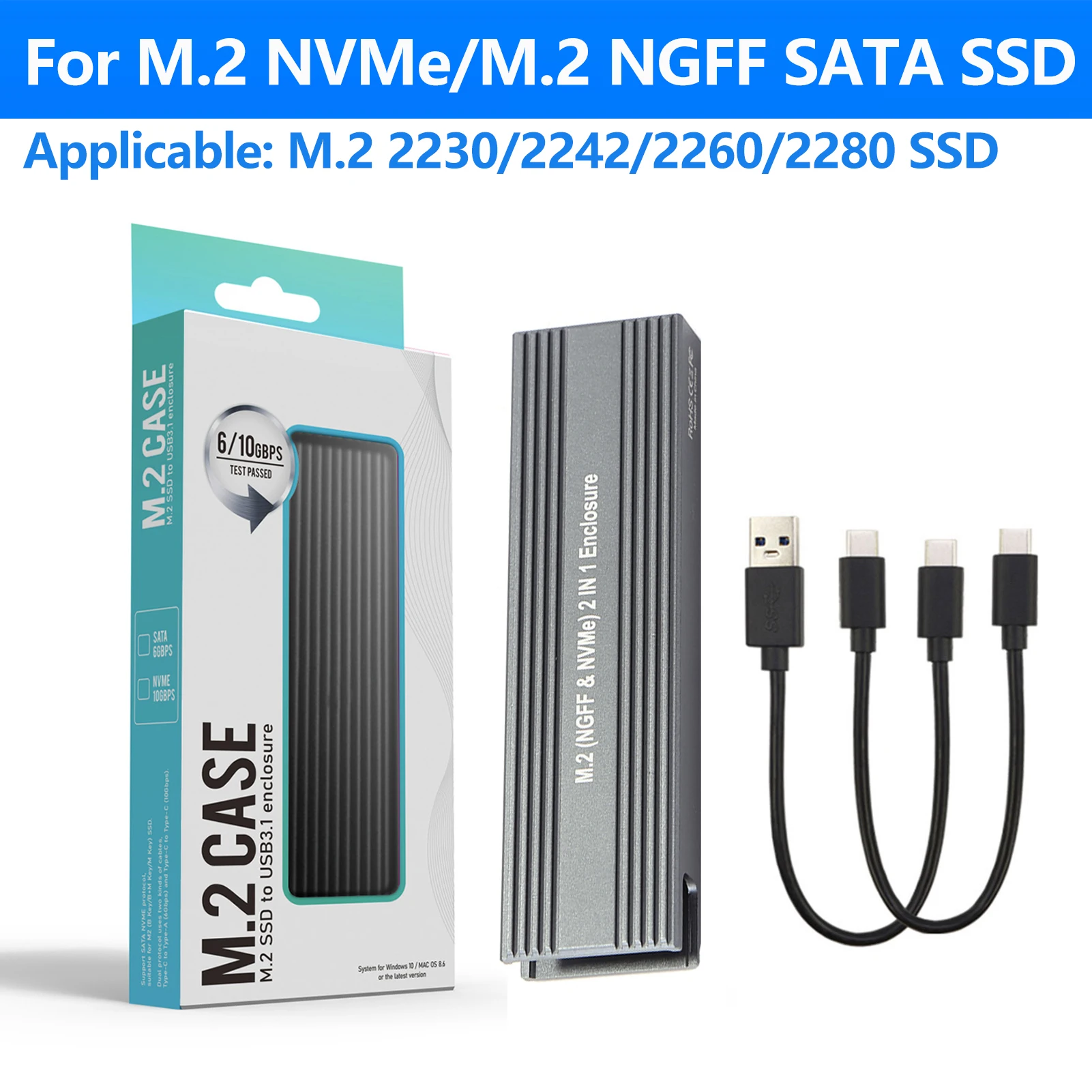 Чехол M.2 на USB 3 1 SSD двухпротокольный NVME PCIe NGFF SATA M2 10 ГБ/сек. адаптер для 2230 2242 2260