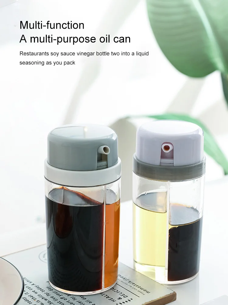 

2 In 1 Oil Pot Plastic Leak Proof Rotating Seasoning Bottle Kitchen Storage Containers for Edible Oil Soy Sauce Cooking Wine