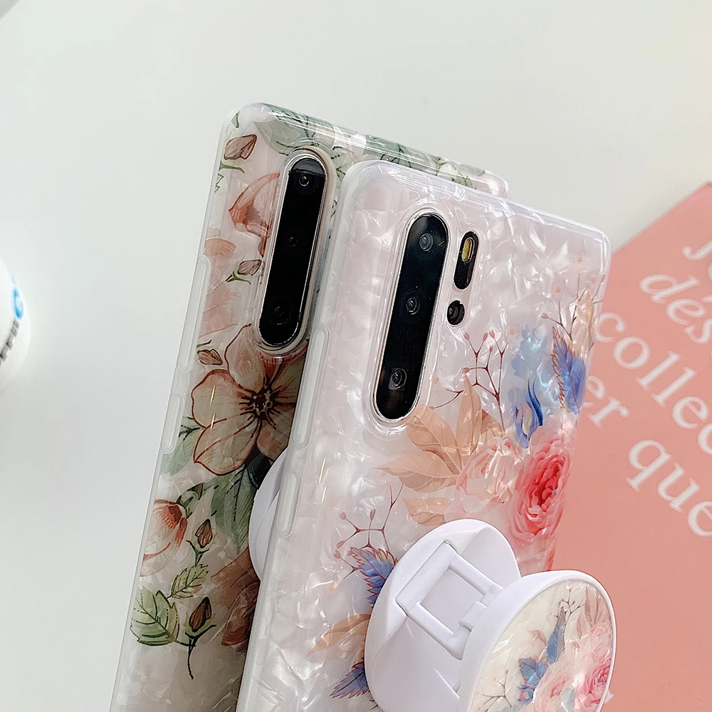 

Vintage Flower Phone Case For Samsung S21 Plus S20 S10e S10 S9 S8 Plus Flexible Folded Holder Soft Dream Shell Cover