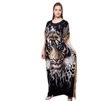 muslim fashion 2021 womens summer dress animal printed abaya for women short sleeve islamic clothing loose robe african dresses