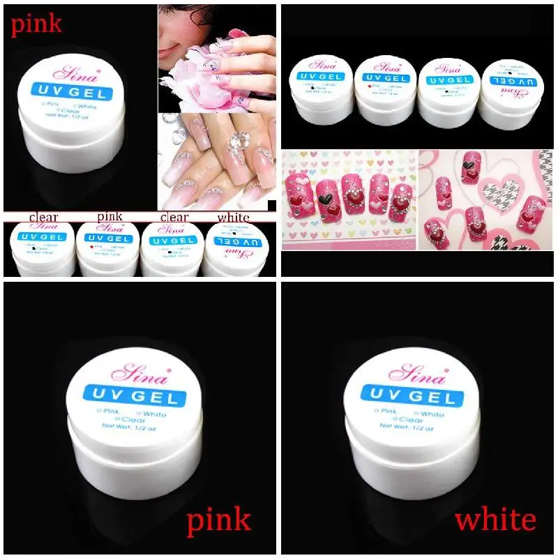 

1/4 шт. клей для дизайна ногтей, моделирующий гель для УФ-лампы, милый чистый розовый белый моделирующий набор, набор клея NIN668