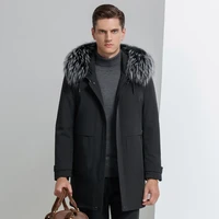 30 degree winter warm fur jacket fashion mens parkas coats mens big fox fur collar thick outwear