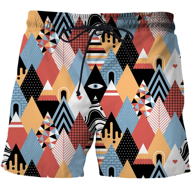 2021 New 3D Abstract Geometry print Shorts for Men eye Summer Fast-drying Beach Trousers Casual Sports Short Pants Clothing