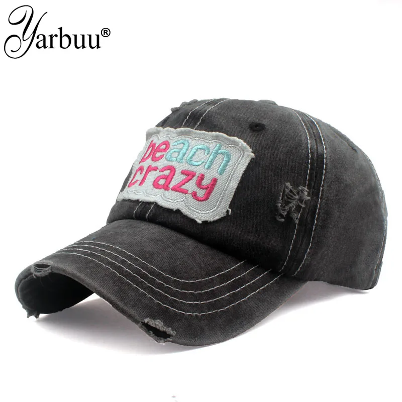 

Бейсболка YARBUU Мужская/Женская, модная кепка из джинсовой ткани в стиле хип-хоп, Кепка с дырками и надписью, уличная регулируемая
