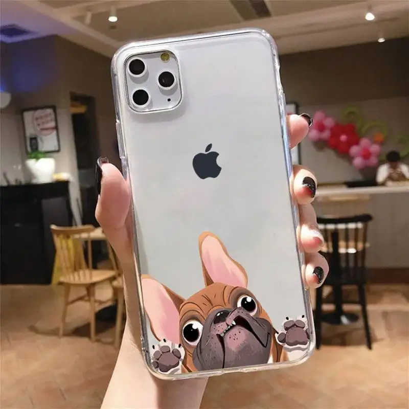 

Pug Dog French Bulldog Phone Case Transparent for iPhone 11 12 mini pro XS MAX 8 7 Plus X XR