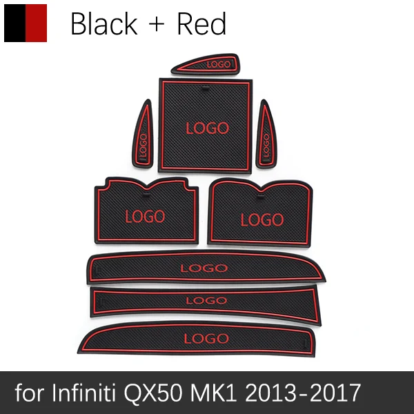 Red Противоскользящие резиновые ворота слот чашки коврик для Infiniti QX50 J50 2013 двери паз коврик Подставка Чашки наклейки - Название цвета: Red