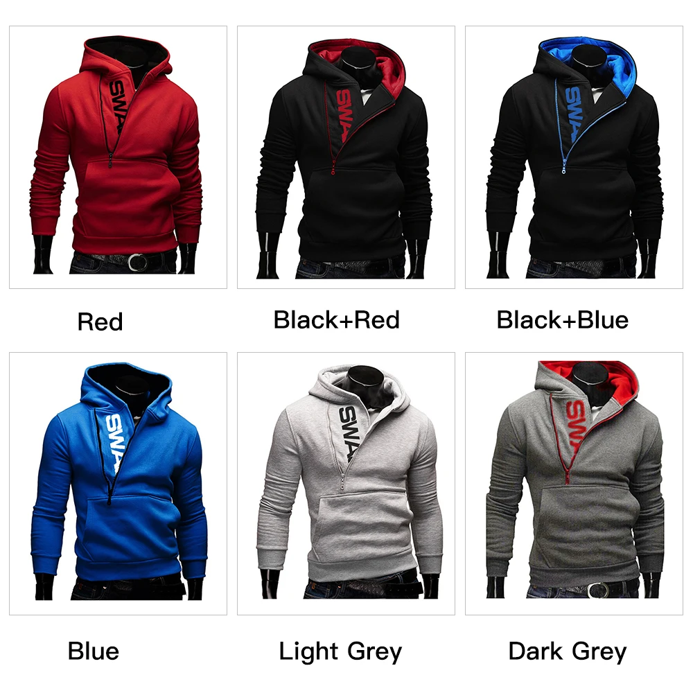 

2021 New Autumn Winter Men'S Sweater Men's Oblique Zipper Patchwork Solid Color Casual Sweater Men's Slim Fit Knitted Pullovers