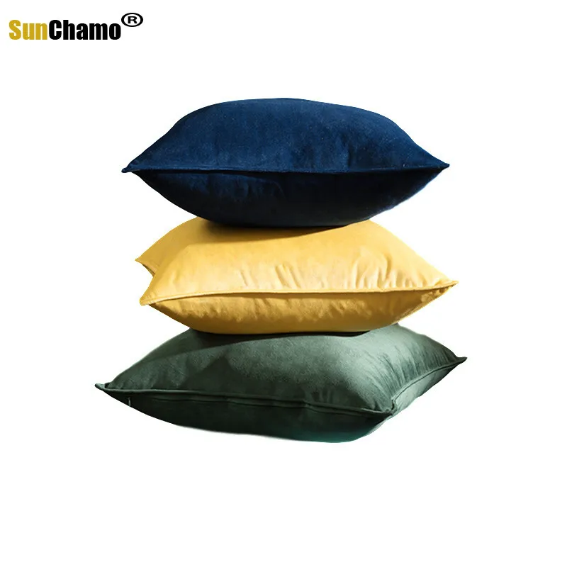 Yellow Green Velvet Home Decor Pillow Cover Decoration Pink Grey Velour Cushion Cover Sofa 30X50CM/50X50CM/45X45CM Pillow images - 6