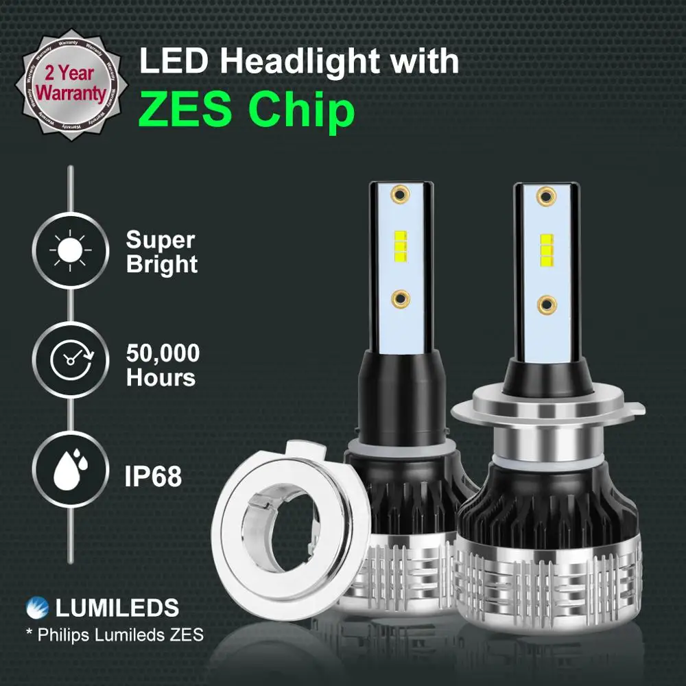 2 шт. H4 H7 Led H1 H11 H8 с чипами Canbus H3 HB4 HB3 H27 80 Вт 12000LM Автомобильные фары лампы