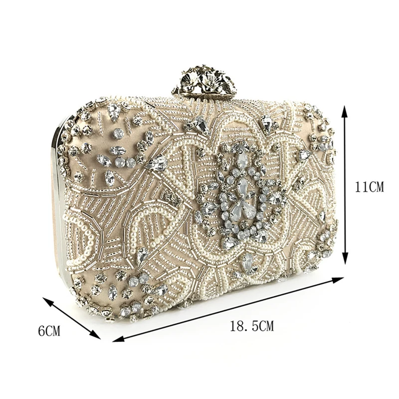 Женская вечерняя сумка клатч ручной работы с бусинами и жемчугом Свадебный