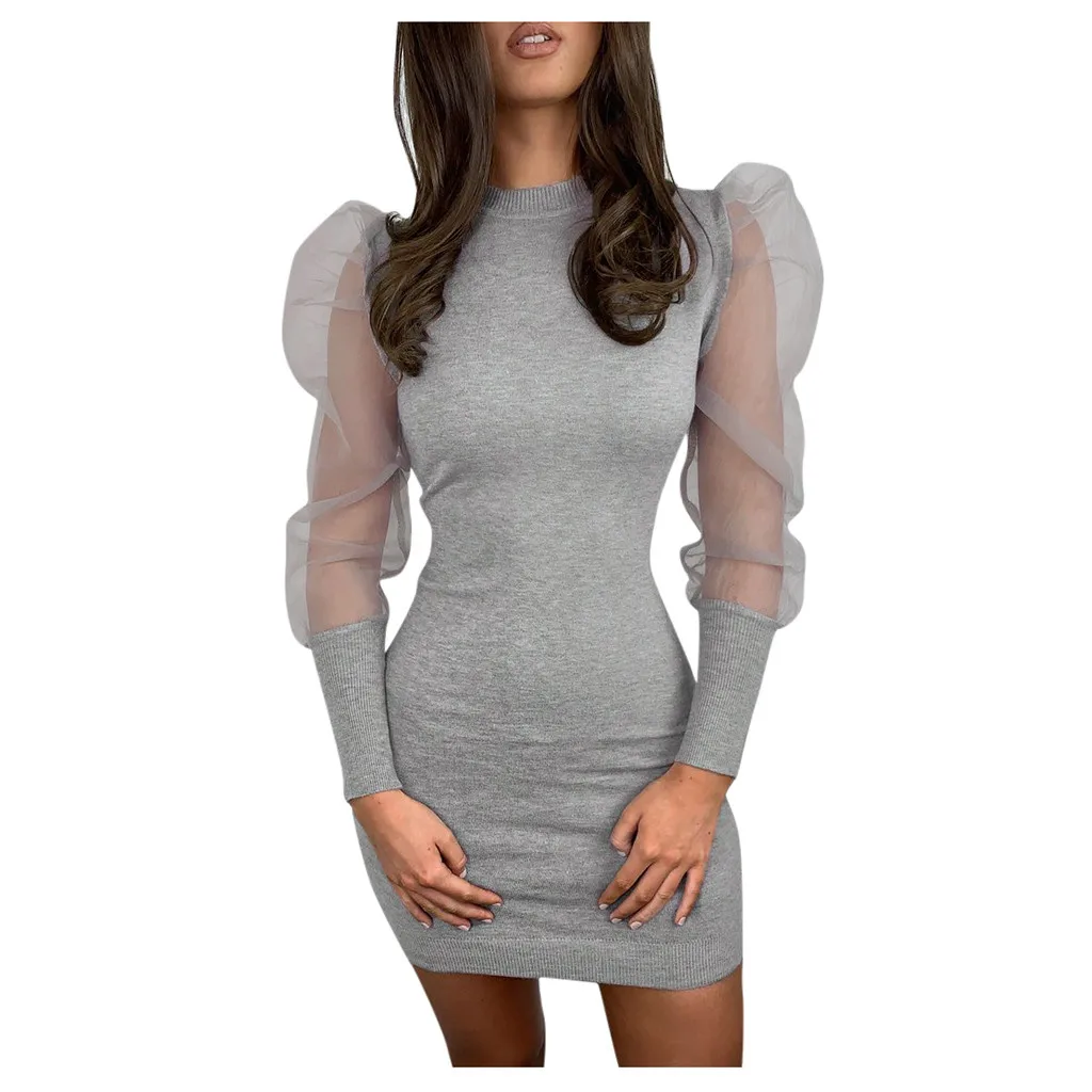 Вечерние Черный Карандаш Bodycon платье модное женское с О образным вырезом и