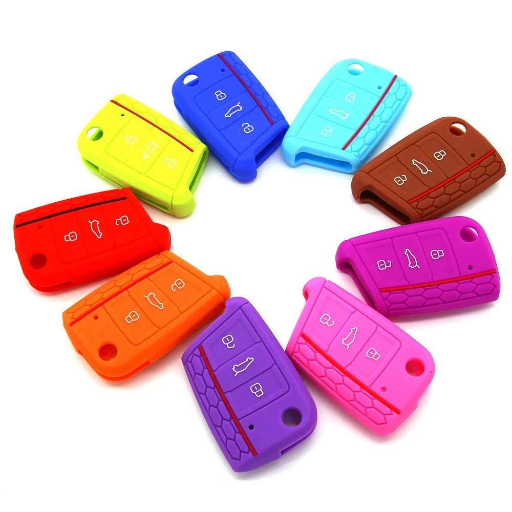 Популярный силиконовый чехол для автомобильного ключа Volkswagen VW Golf 7 mk7 Skoda Octavia A7 SEAT