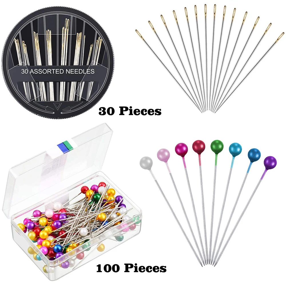 140Pcs Sewing Tools Set Wrist Pin Cushion Ball Head Pins Hand Needles &amp Threaders Seam Ripper Thimble Soft Tape Measure - купить по