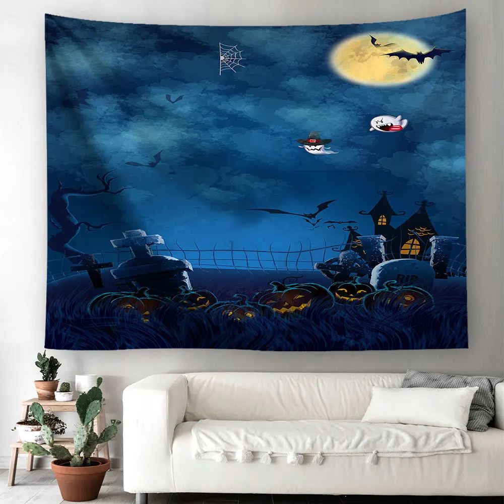 

Decorative Halloween Theme Tapestry Beach Surf Bath Towel Halloween Trick Treat Horror Ghost Wall Hanging Home Decoration