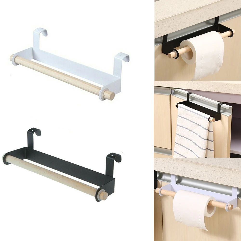 

Kitchen Multipurpose Rack Roll Toilet Paper Towel Holder Under Cabinet Storage Hanger Shelf White Black Stable