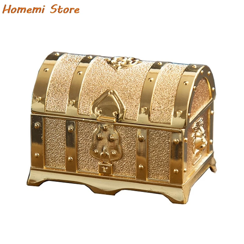 

Alloy Gold Pirate Treasure Box Crystal Gem Jewelry Box Storage Organizer Chest Box Treasure For Jewelry Gem Trinket Box
