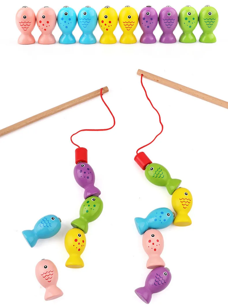 

Kid Toy Montessori Wooden Fishing Toys for Children's Early Educational Aids for Preschool Mathematics Toys for Little Girls
