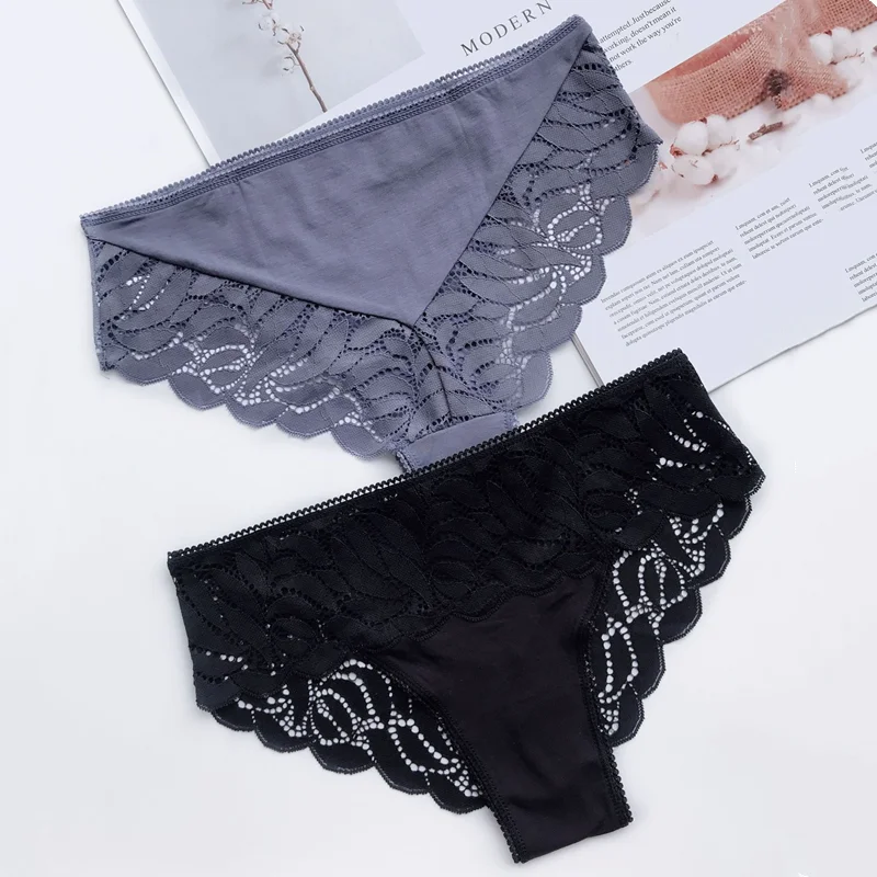 3 шт./партия сексуальные хлопковые кружевные трусы плавки женские одноцветные