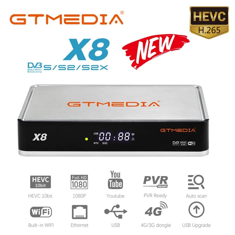 Спутниковый ресивер GTMedia X8 1080P DVB-S2 S2X мультипотоковая поддержка Европы Испании ccam