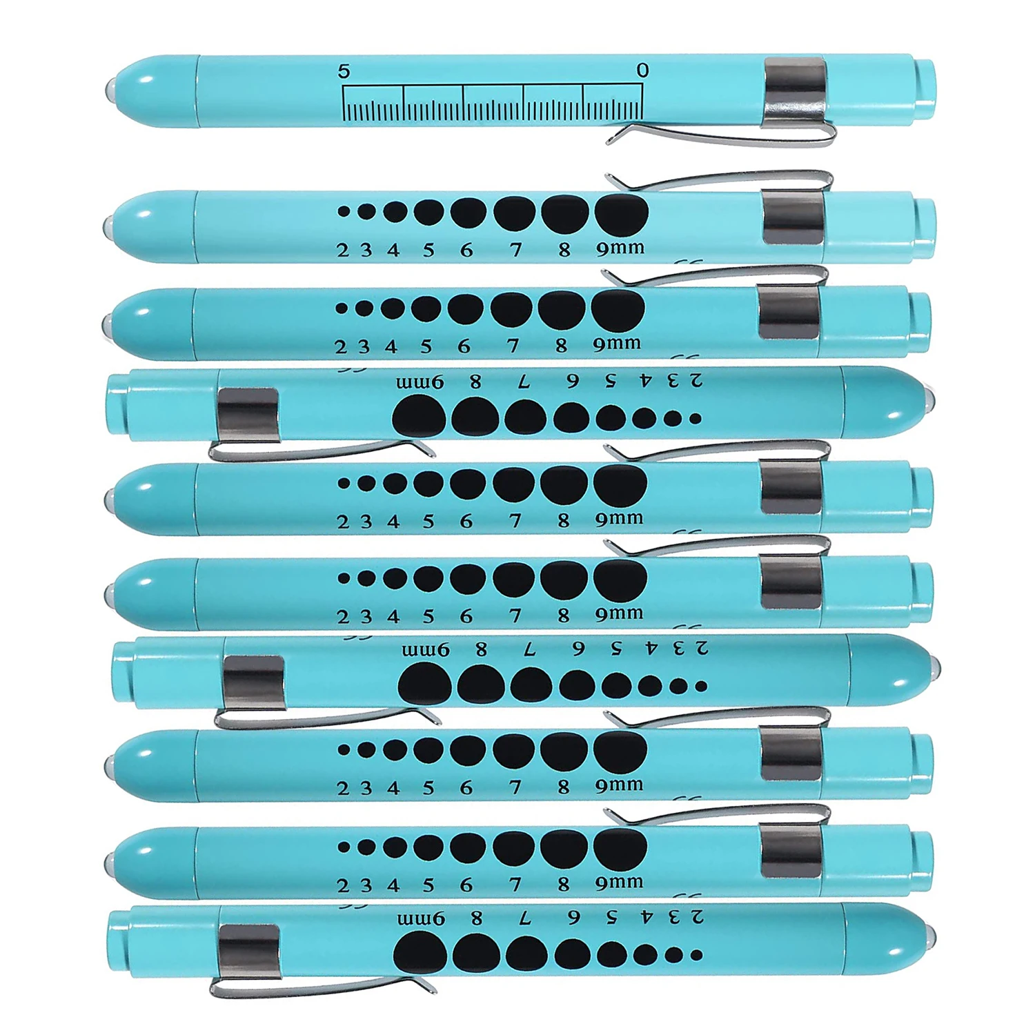 10 PCS Blue Reusable LED Pen Light Portable Medical First Aid Torch Lamp With Pupil Gauge Measurement Doctor Nurse Diagnosis Pen