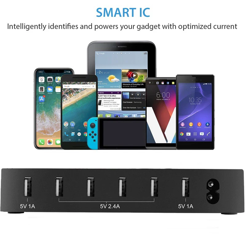 

6-slot USB Charger Fast Charger Dock Station Universal Multiple USB Charging Station Base Holder portable 6-USB charging hub