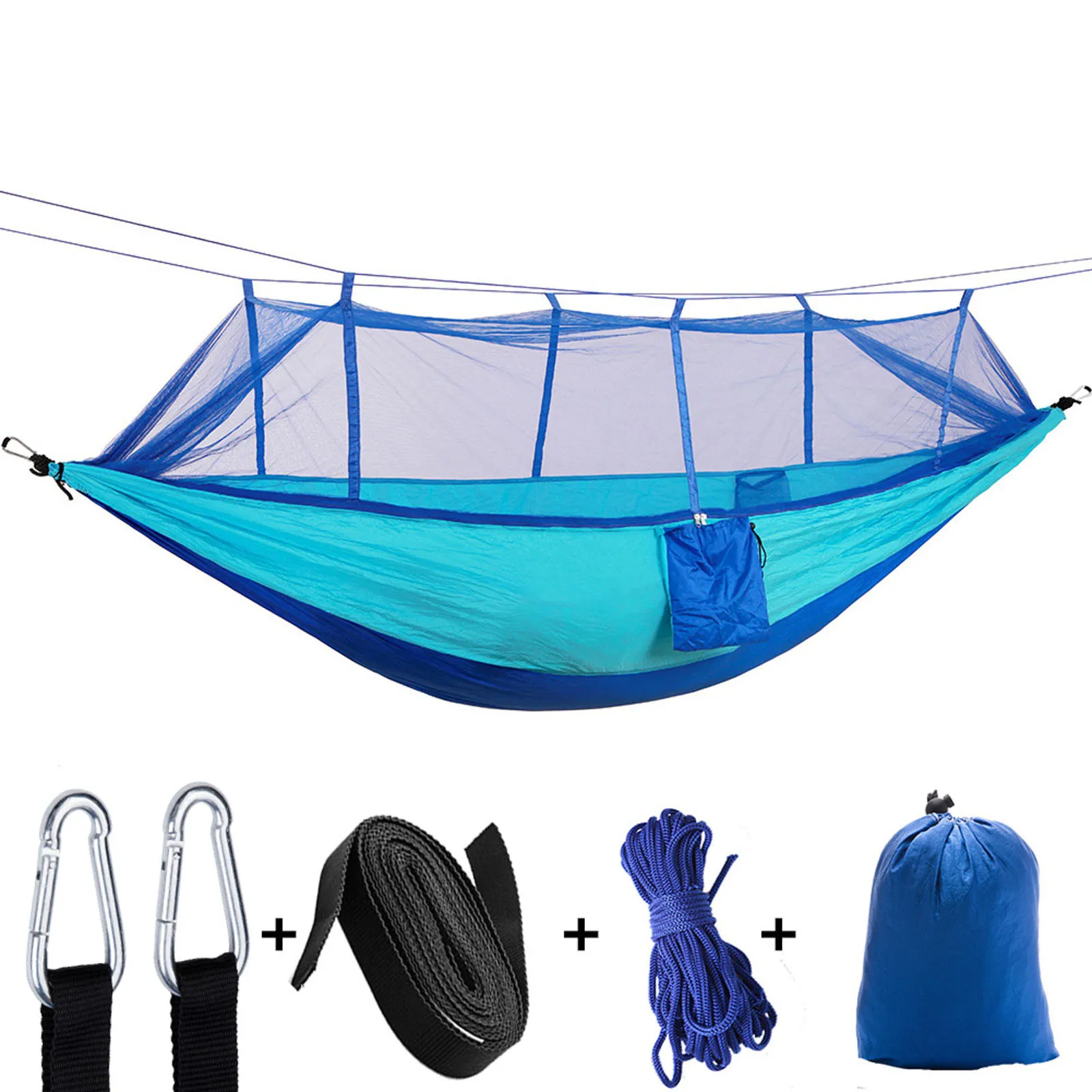 

1-2 Person Portable Outdoor Camping Hammock with Mosquito Net High Strength Parachute Fabric Hanging Bed Hunting Sleeping Swing