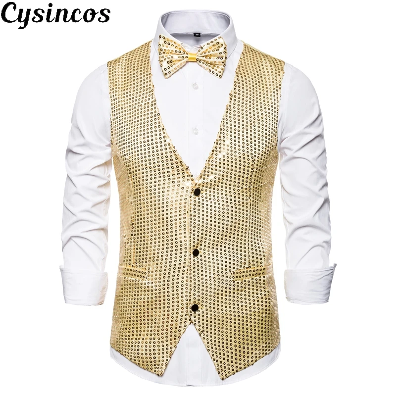 CYSINCOS свадебный жилет для банкета вечерний костюм ночного клуба мужской яркий с