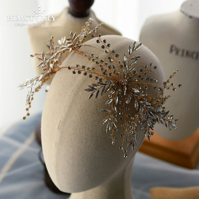 

HIMSTORY European Handmade Crystal Wedding Tiara Headbands Brides Hairbands Evening Party Bridal Hair Accessory for Woman