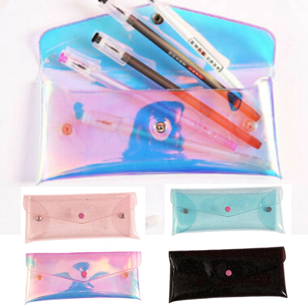 Блестящий студенческий портативный чехол-карандаш для офиса прозрачная коробка