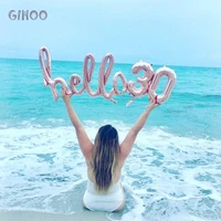 rose gold baby shower link letter hello 30 foil balloon hello baby 21st 30th 40th happy birthday party decor balloon globs