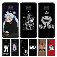 sad japanese anime aesthetic silicone cover for xiaomi redmi note 10 10s 9 9s pro max 9t 8t 8 7 6 5 pro 5a phone case