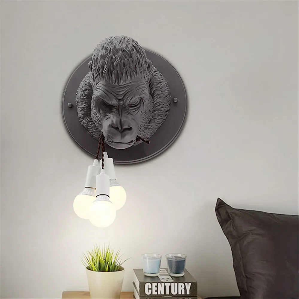 Economici Nordic Creativo Di Arte Della Resina Orangutan Ha Condotto La Lampada Da Parete Bar Cafe Sala Da Pranzo Della Decorazione Di Personalità Camera Da Letto Applique Da Parete Sconce Apparecchio