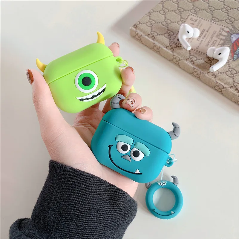 Disney Monsters University Mike Wazowski Sulley Cartoon Bluetooth Headset Silicone Protective Case Suitable for AirPods 1/2