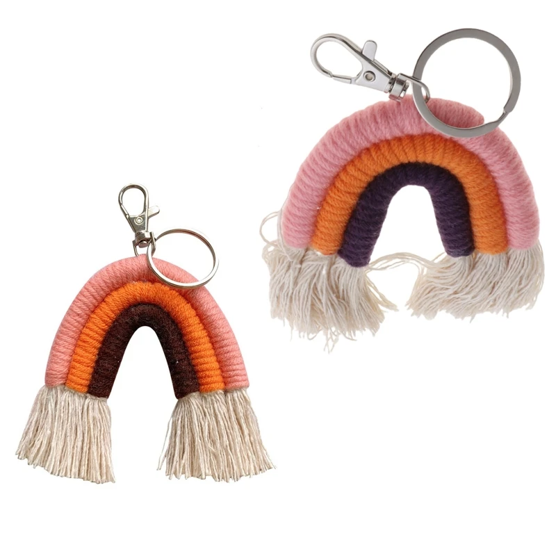 

CPDD Weaving Rainbow Keychains for Women Boho Handmade key Holder Keyring Macrame Bag Charm Car Hanging Jewelry Gifts