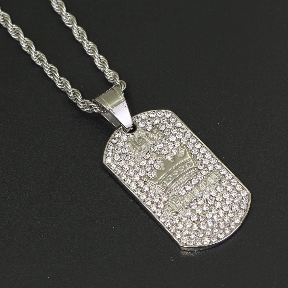 Ожерелье из нержавеющей стали со сверкающими кристаллами для мужчин и женщин