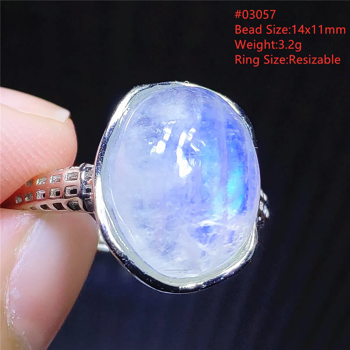 Регулируемое кольцо из лунного камня бусины всех размеров женское