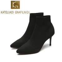 katelvadi women ankle boots size 34 40 7 5cm high heels shoes woman pointed toe sexy winter boots for females k 499