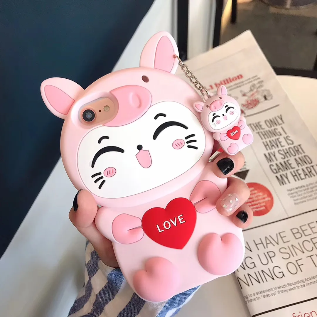 Мягкий силиконовый чехол с 3D рисунком Милого Розового кота для HUAWEI P30 P20 Pro Hono 10 Lite