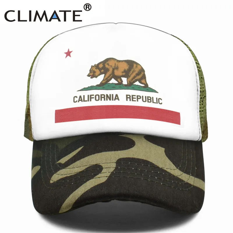 CLIMATE California, Кепка для водителя грузовика, мужская, медведь, флаг California, флаг, кепка s, женская, забавная, хип-хоп кепка, бейсбольная кепка, крутая, летняя, сетчатая Кепка - Цвет: Camouflage