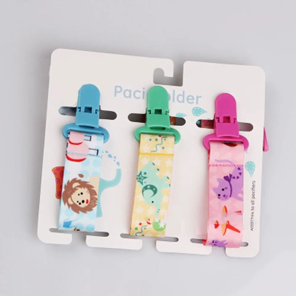 

3Pcs/Set Baby Pacifier Clip Pacifier Anti-lost Chain Dummy Clip Nipple Holder Cartoon Print Child Kid Pacifier Soother Holder