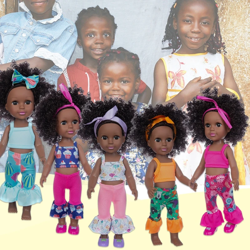 

14 inch Reborn Newborn African Black Baby Doll Soft Vinyl Realistic Reborn Doll for Kids Gift