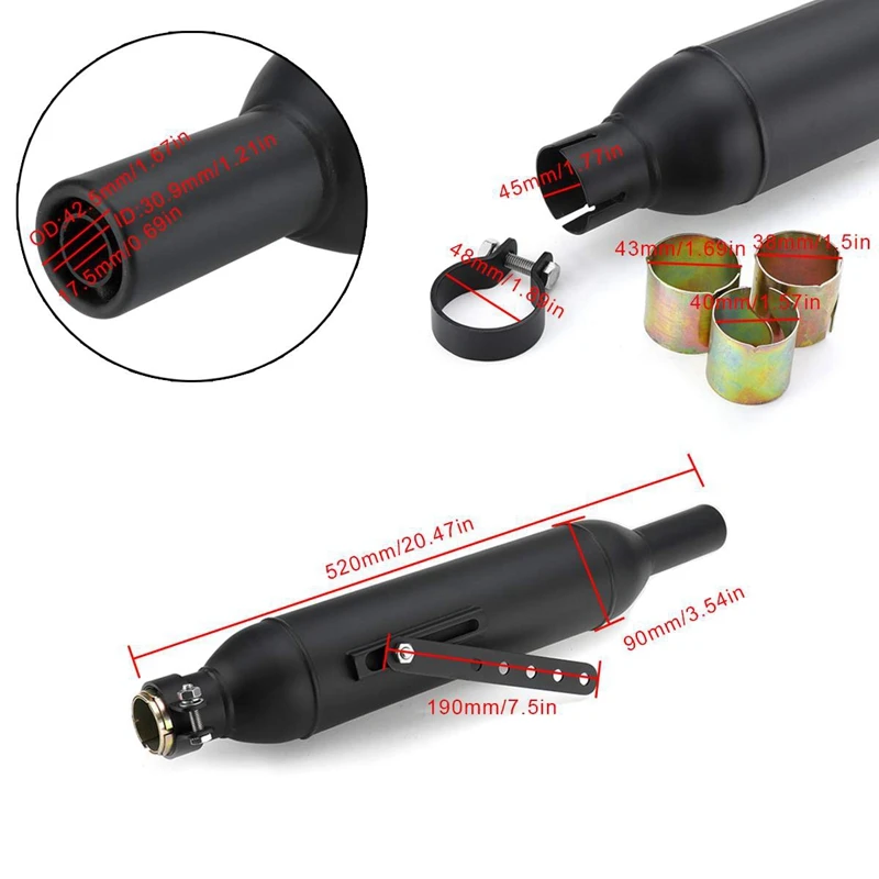 Выхлопная труба для мотоцикла 520 мм Глушитель в стиле ретро задняя скутера