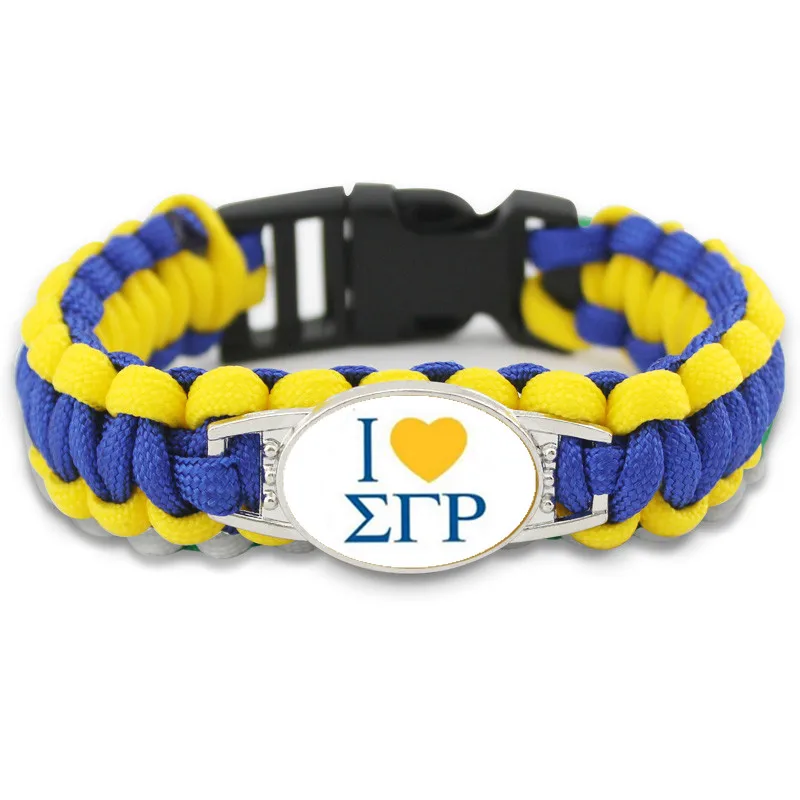 Greek Letters SGR Sorority I Love Sigma Gamma Rho Charm Survival Paracord Bracelets &amp Bangles For Man Woman 10pcs/lot | Украшения и